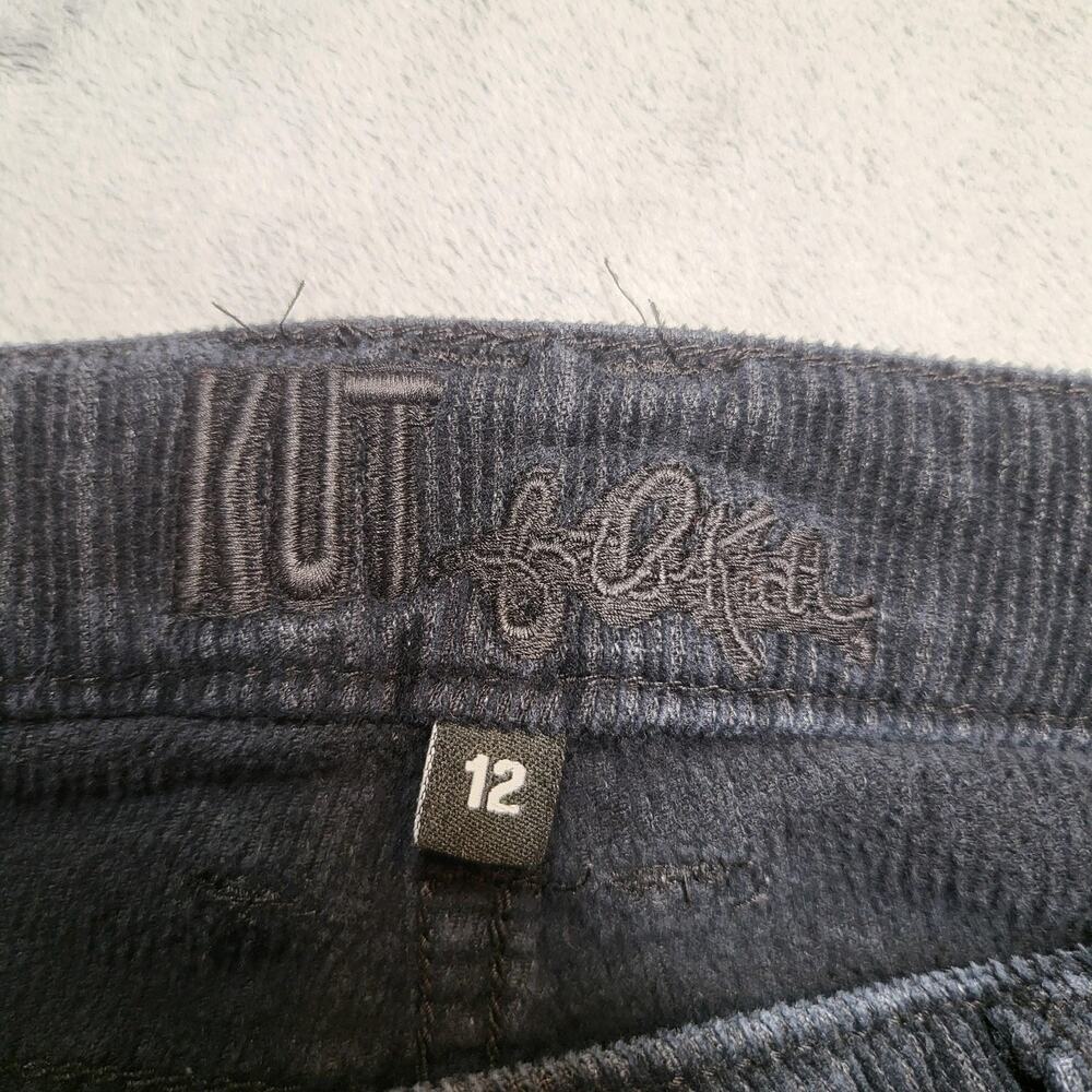 KUT From The Kloth Pants Womens 12 Black Corduroy Flared Logo Easy Care - Picture 3 of 10
